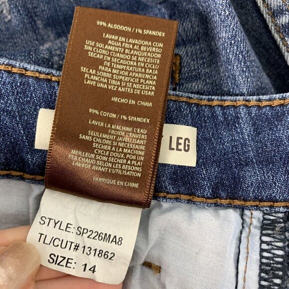 Kut From The Kloth Ankle Straight Leg Rolled Cuff Denim Blue Jeans Sz 14 - Picture 8 of 11